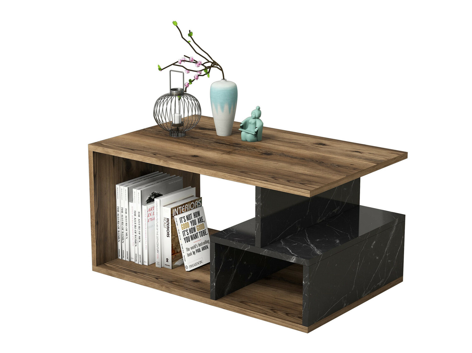 Масичка за кафе Kailua 1104 (Орех + Черен мрамор)