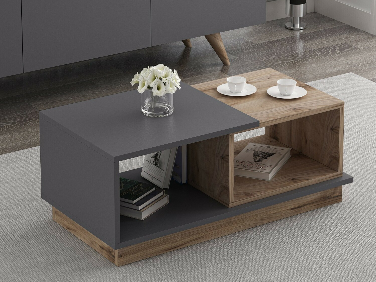 Масичка за кафе Kailua 2582 (Антрацит + Дъб)