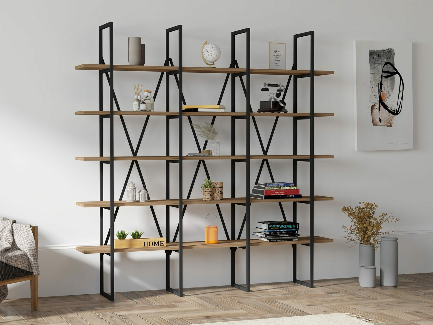 Етажерка Kailua 1122 (Орех + Черен)