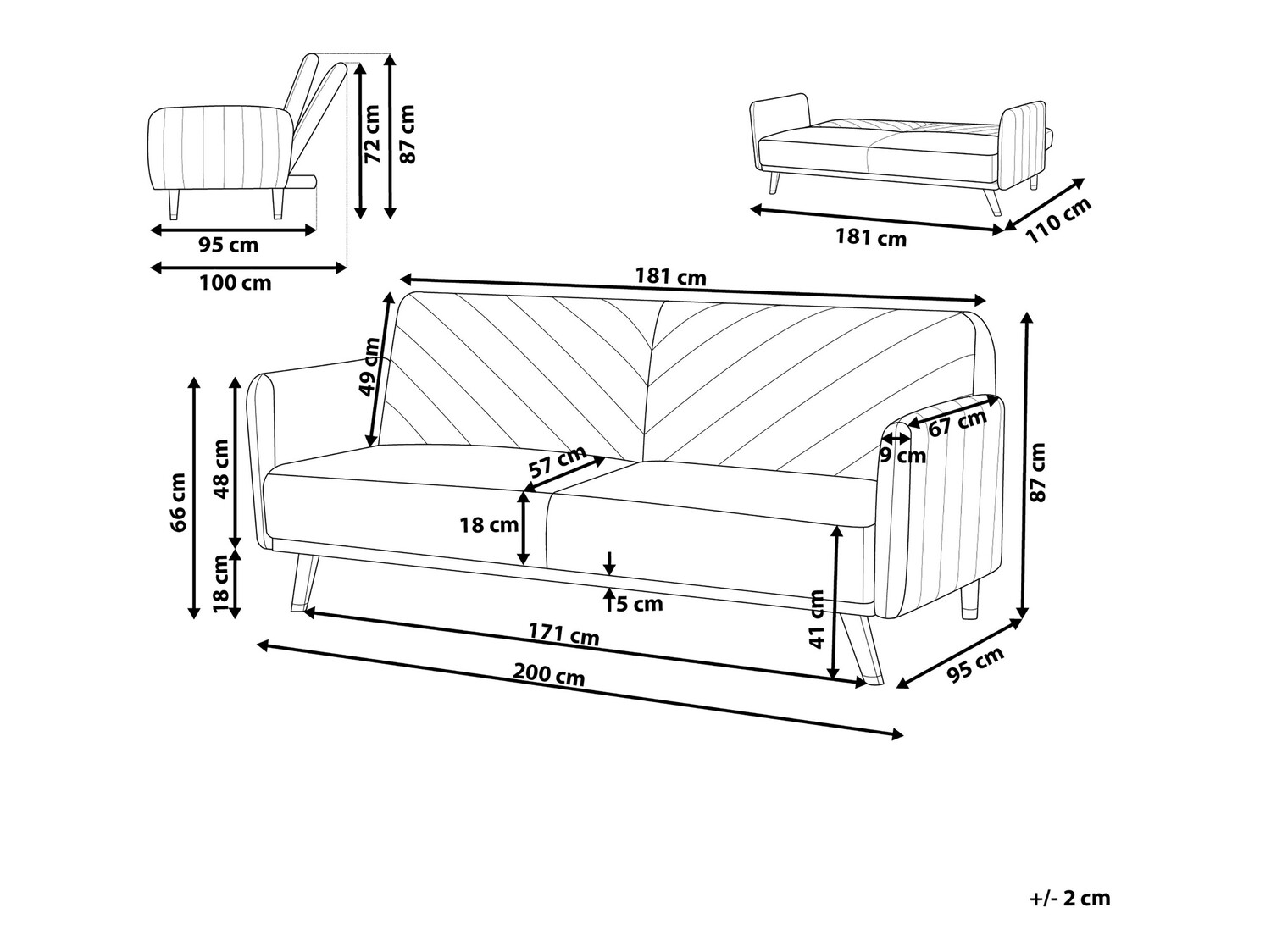 Разтегателен диван Berwyn 120 (Светло сив)