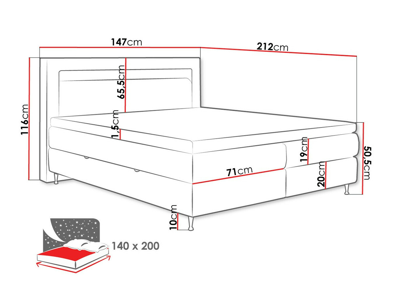 Континентално легло ComfiDream Celara (Soft 017)