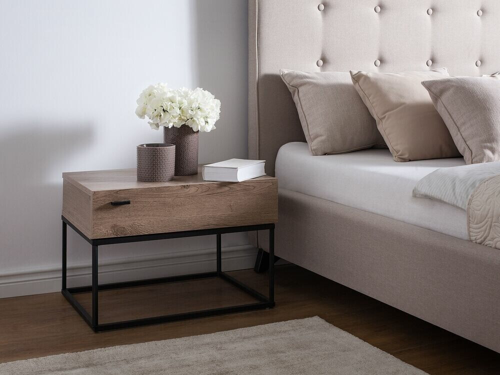 Нощно шкафче Berwyn 158 (Тъмнокафяв + Черен)