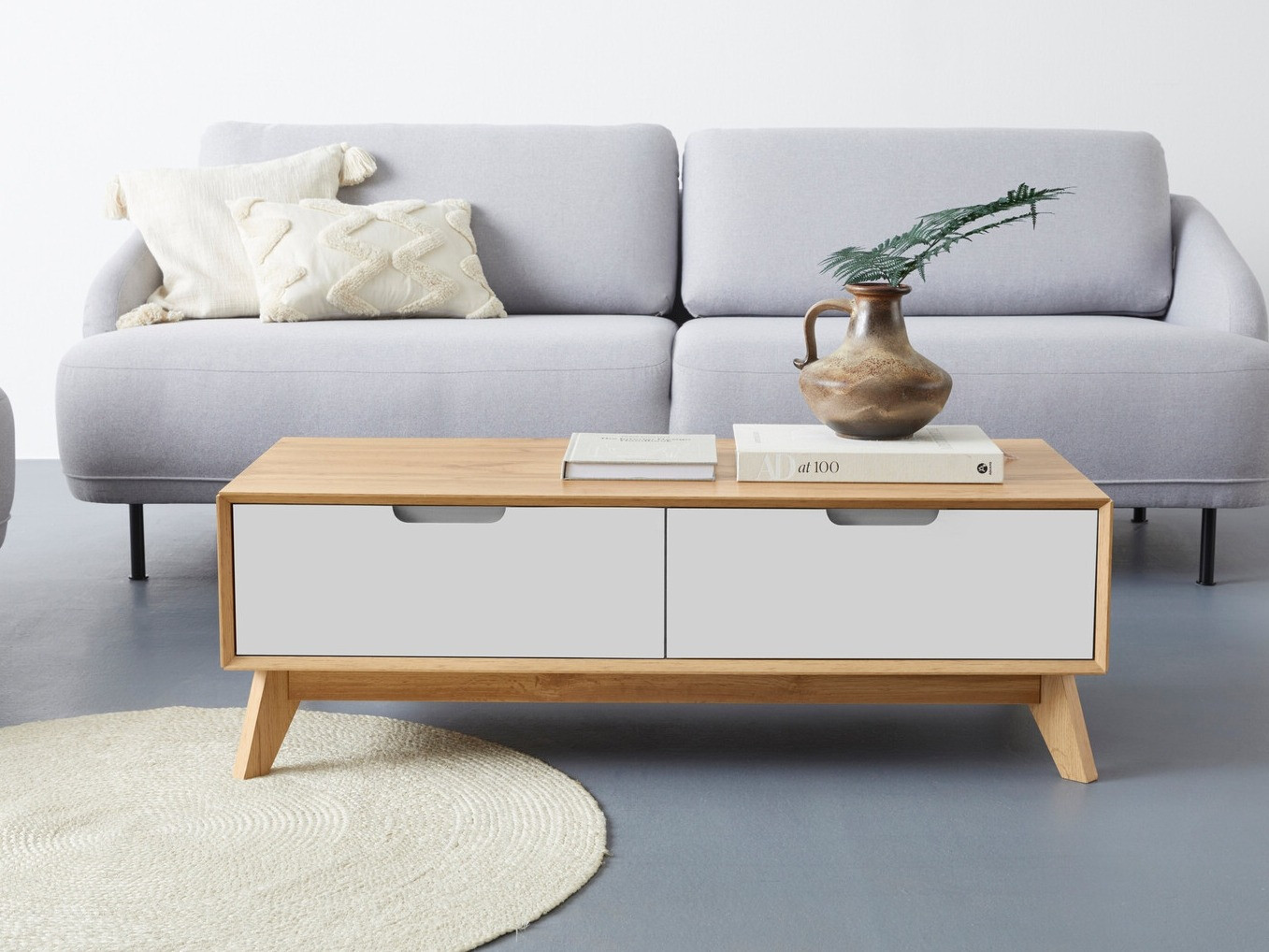 Масичка за кафе Dorvou 103 (Бял + Дъб)