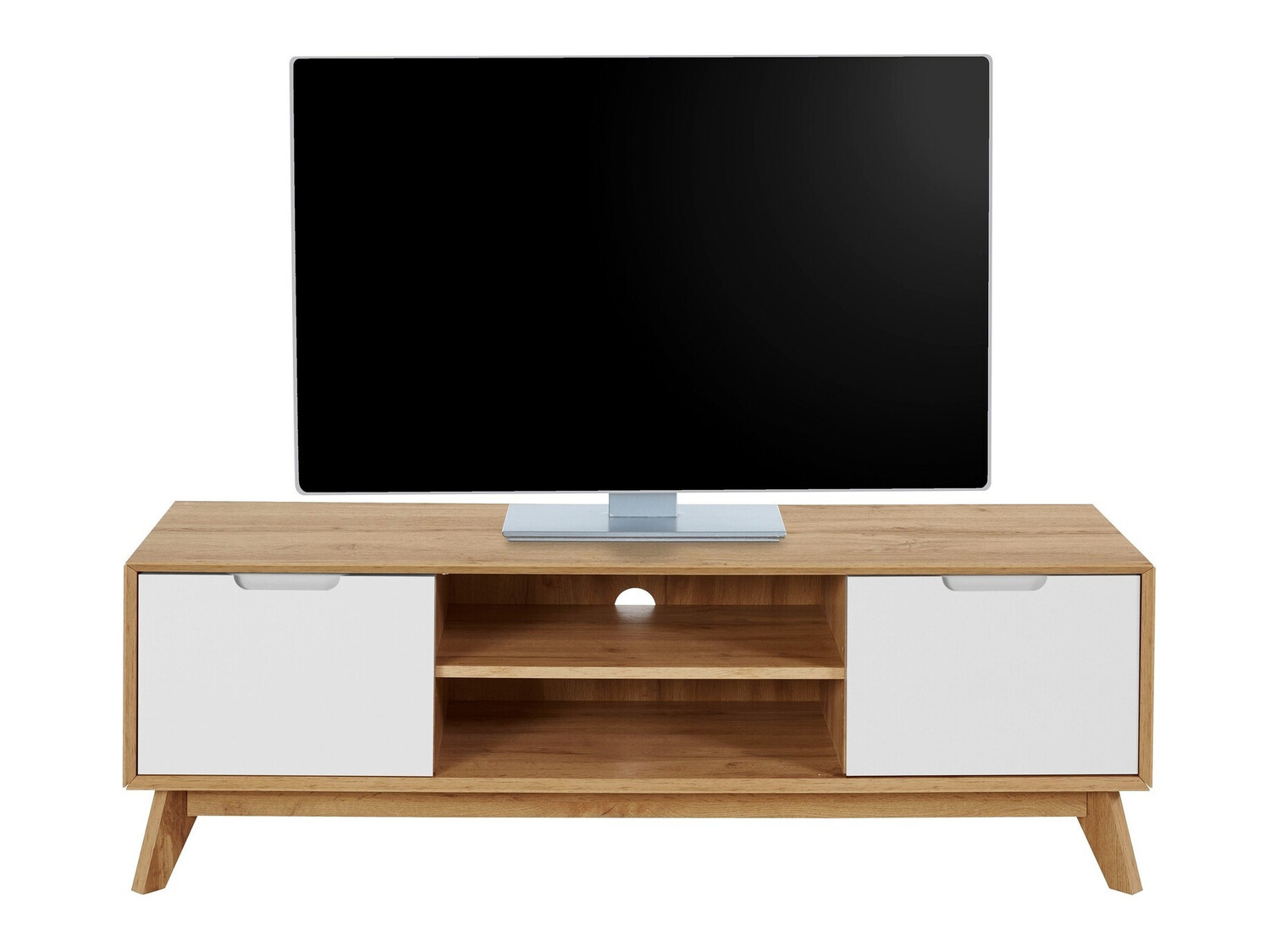 ТВ шкаф Dorvou 102 (Бял + Дъб)