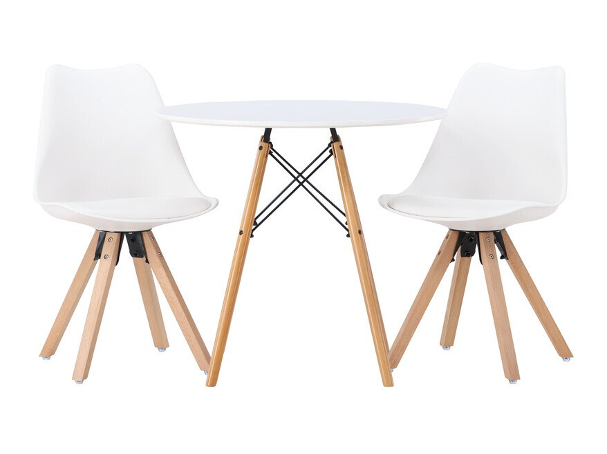 Маса и столове за трапезария Dallas 4244 (Бял + Светлокафяво)