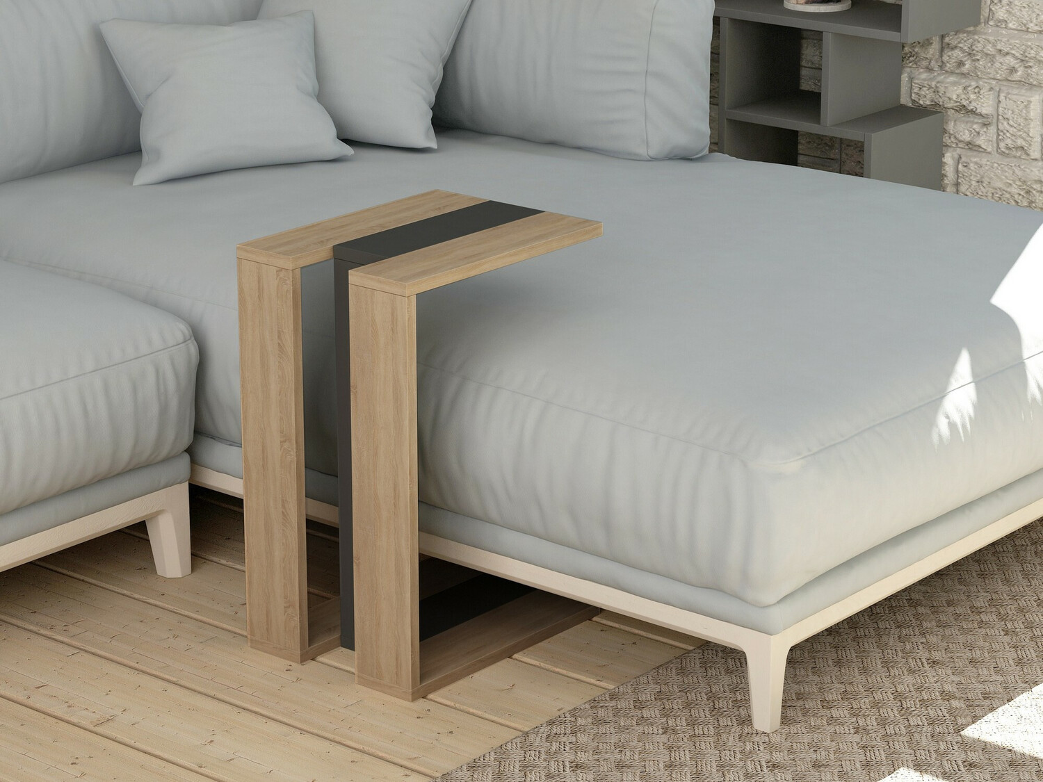 Помощна масичка Kailua 1380 (Антрацит + Дъб)