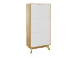 Шкаф за обувки Dorvou 104 (Бял + Дъб)