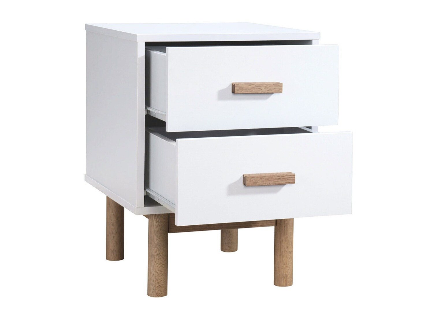 Нощно шкафче Nolcalu 102 (Бял + Дъб)