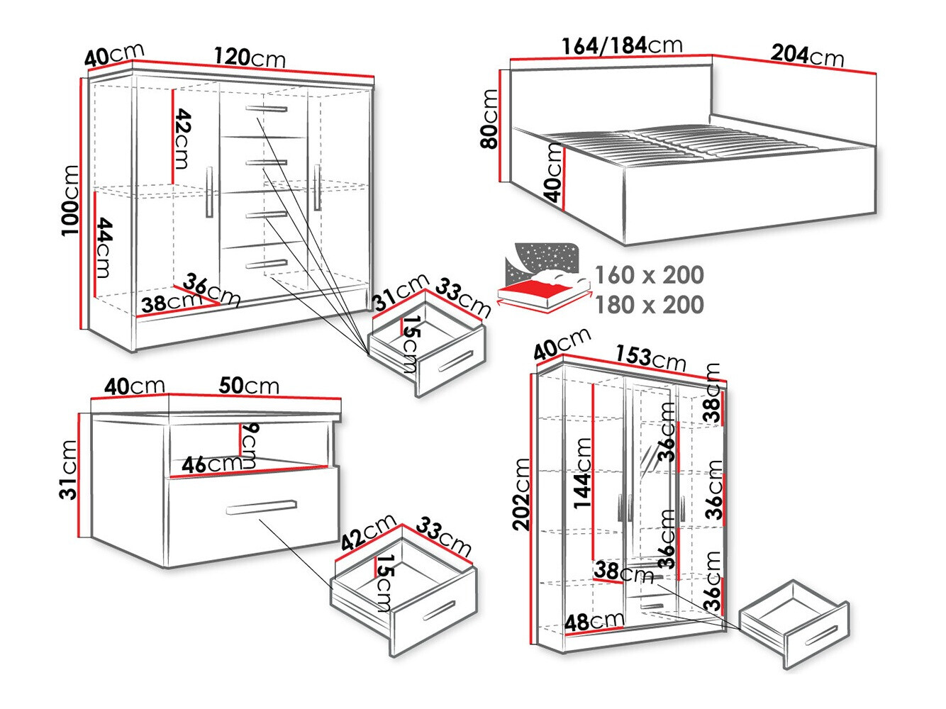 Комплект за спалня Comfivo Romtea 104