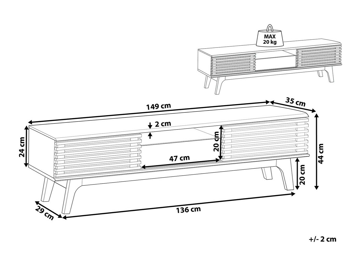 ТВ шкаф Berwyn 133 (Светлокафяво)