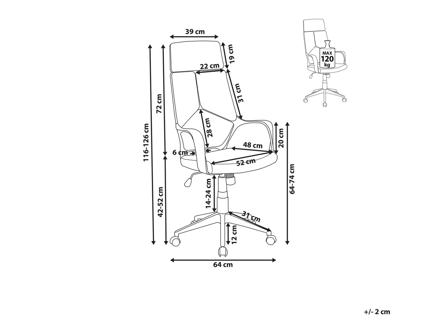 Офис стол Berwyn 208 (Бял + Светъл borwn)