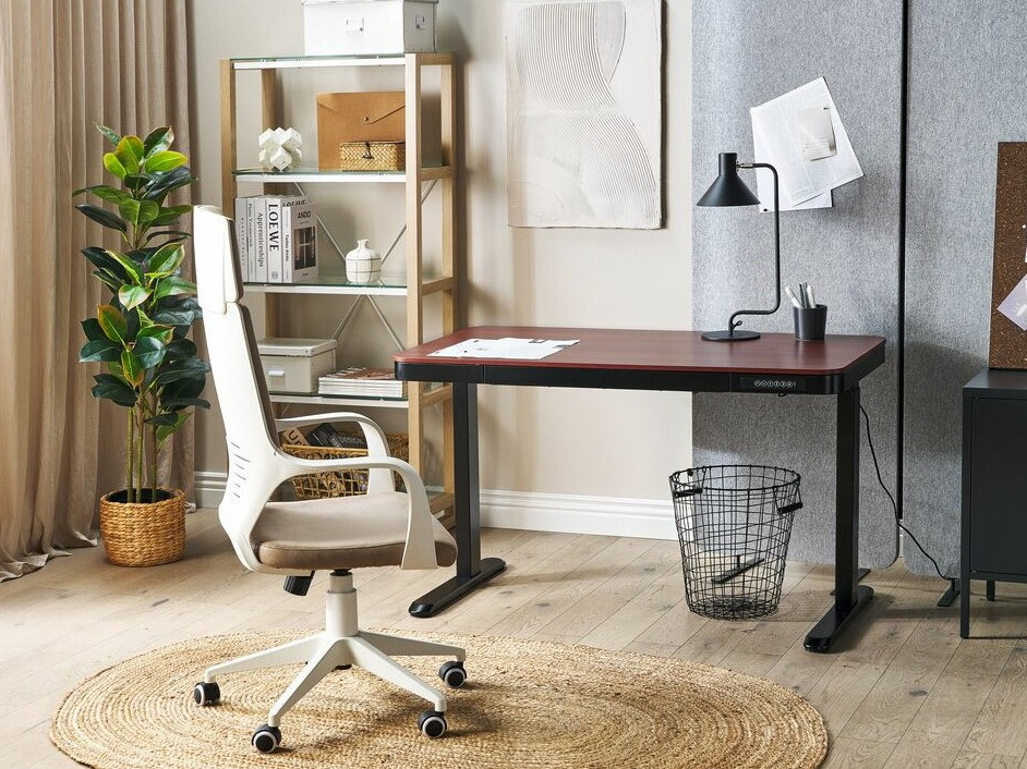 Офис бюро с регулируема височина Berwyn 224 (Черен + Тъмно дърво)