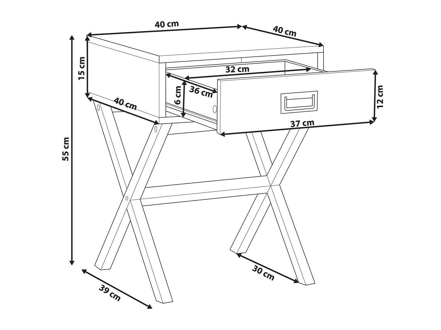Нощно шкафче Berwyn 265 (Черен)
