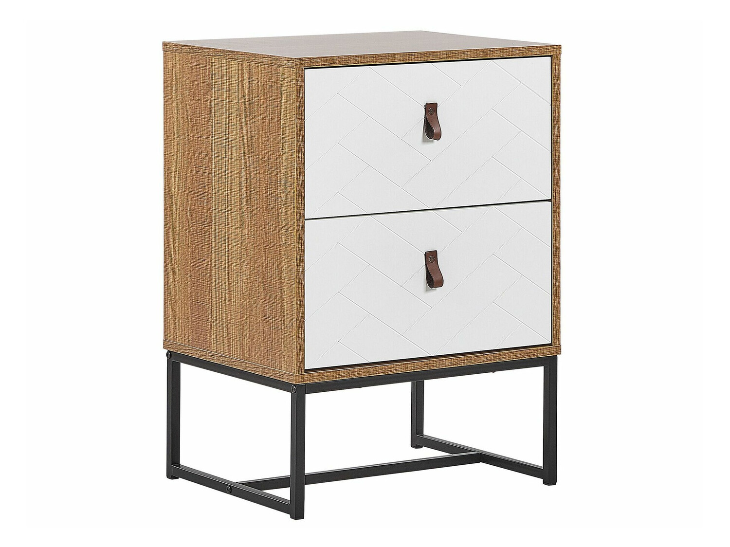 Нощно шкафче Fiotivu 104 (Бял + Черен + Ярък дърво)