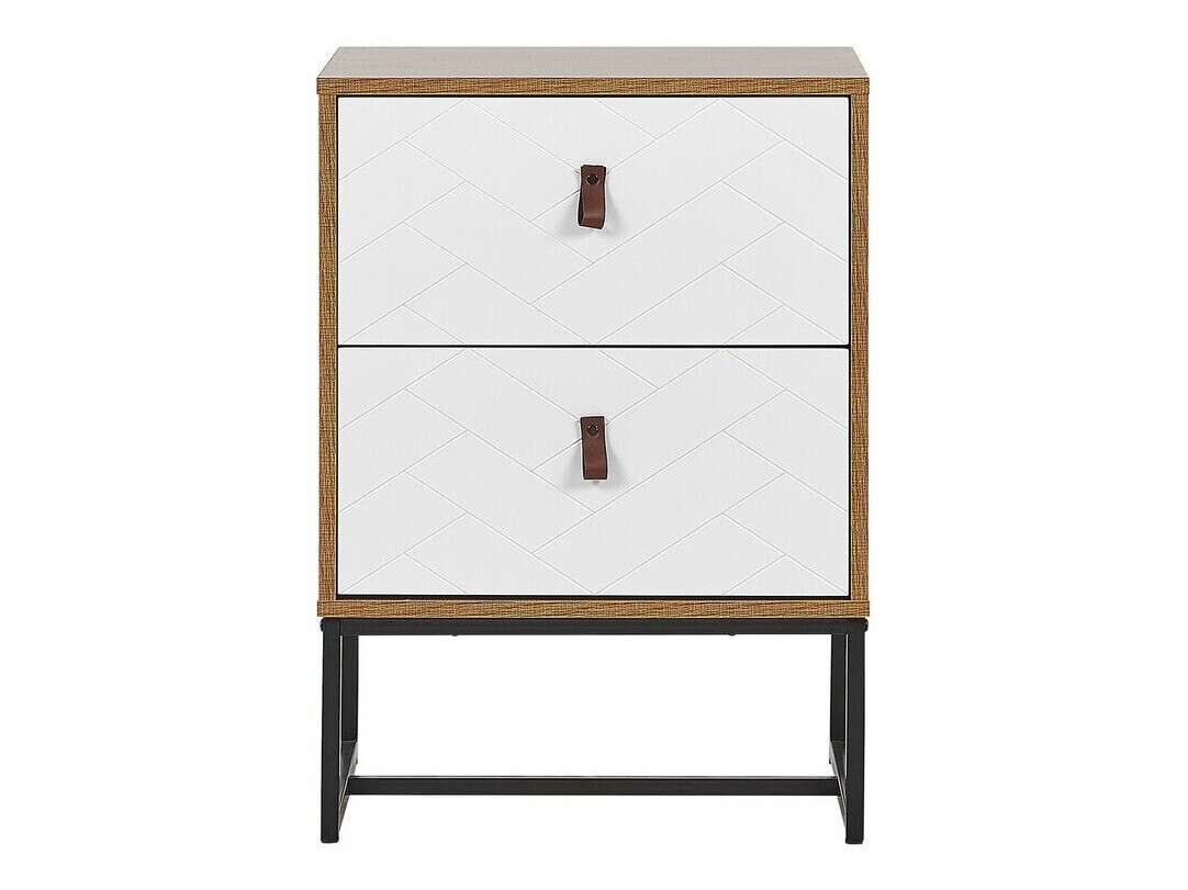 Нощно шкафче Fiotivu 104 (Бял + Черен + Ярък дърво)