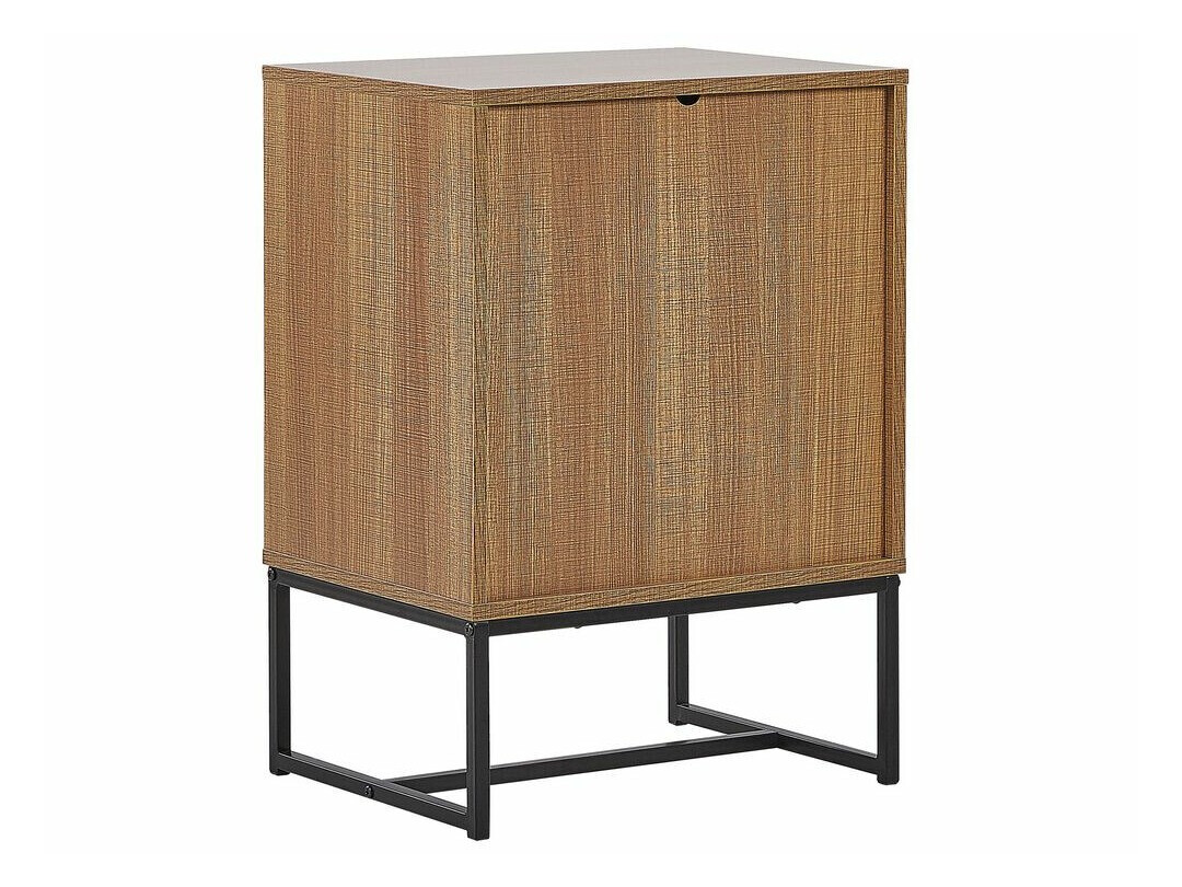 Нощно шкафче Fiotivu 104 (Бял + Черен + Ярък дърво)