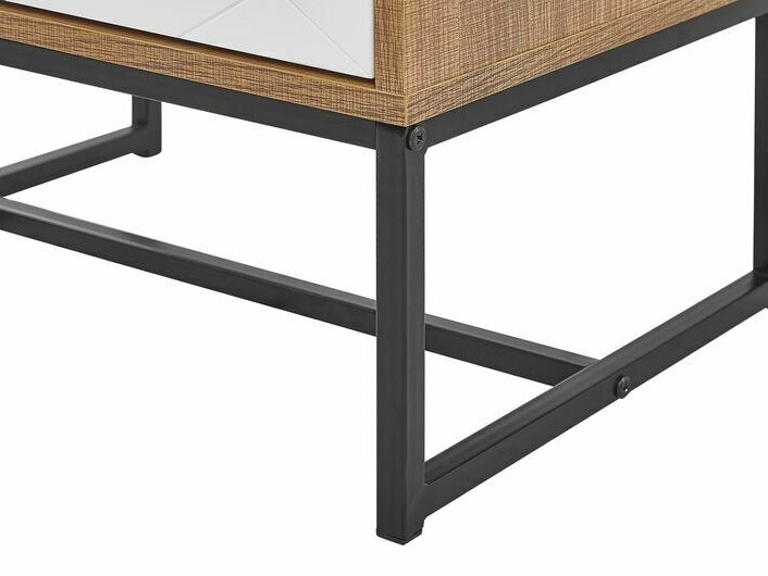 Нощно шкафче Fiotivu 104 (Бял + Черен + Ярък дърво)