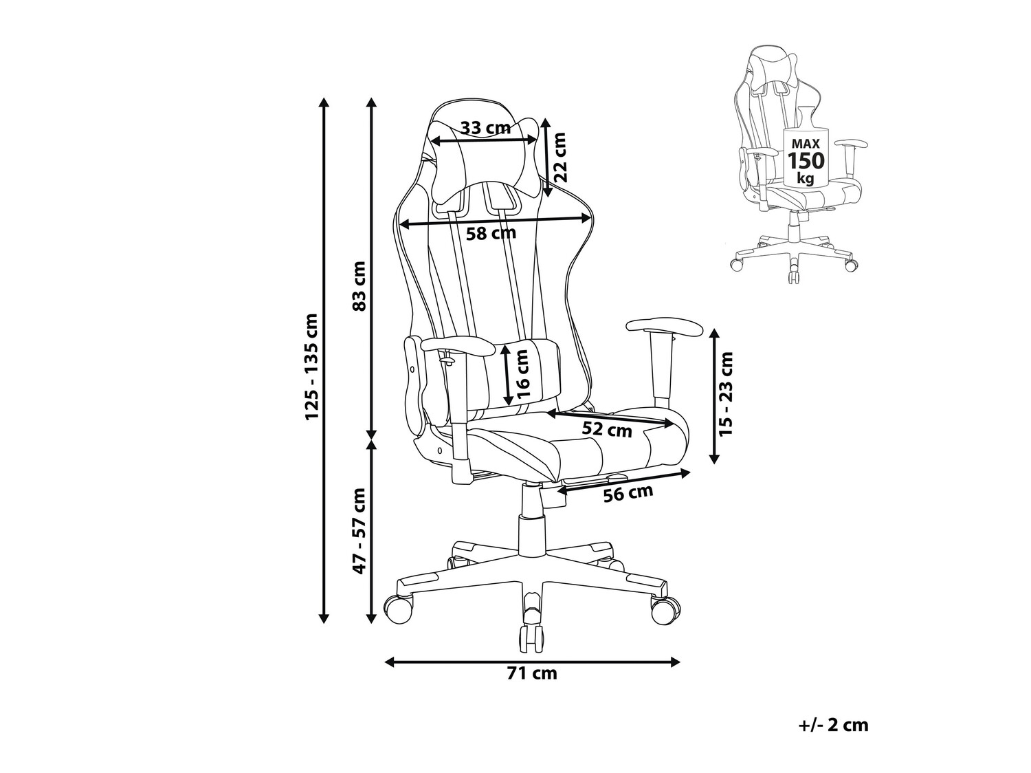 Геймърски стол Berwyn 308 (Бял + Черен)