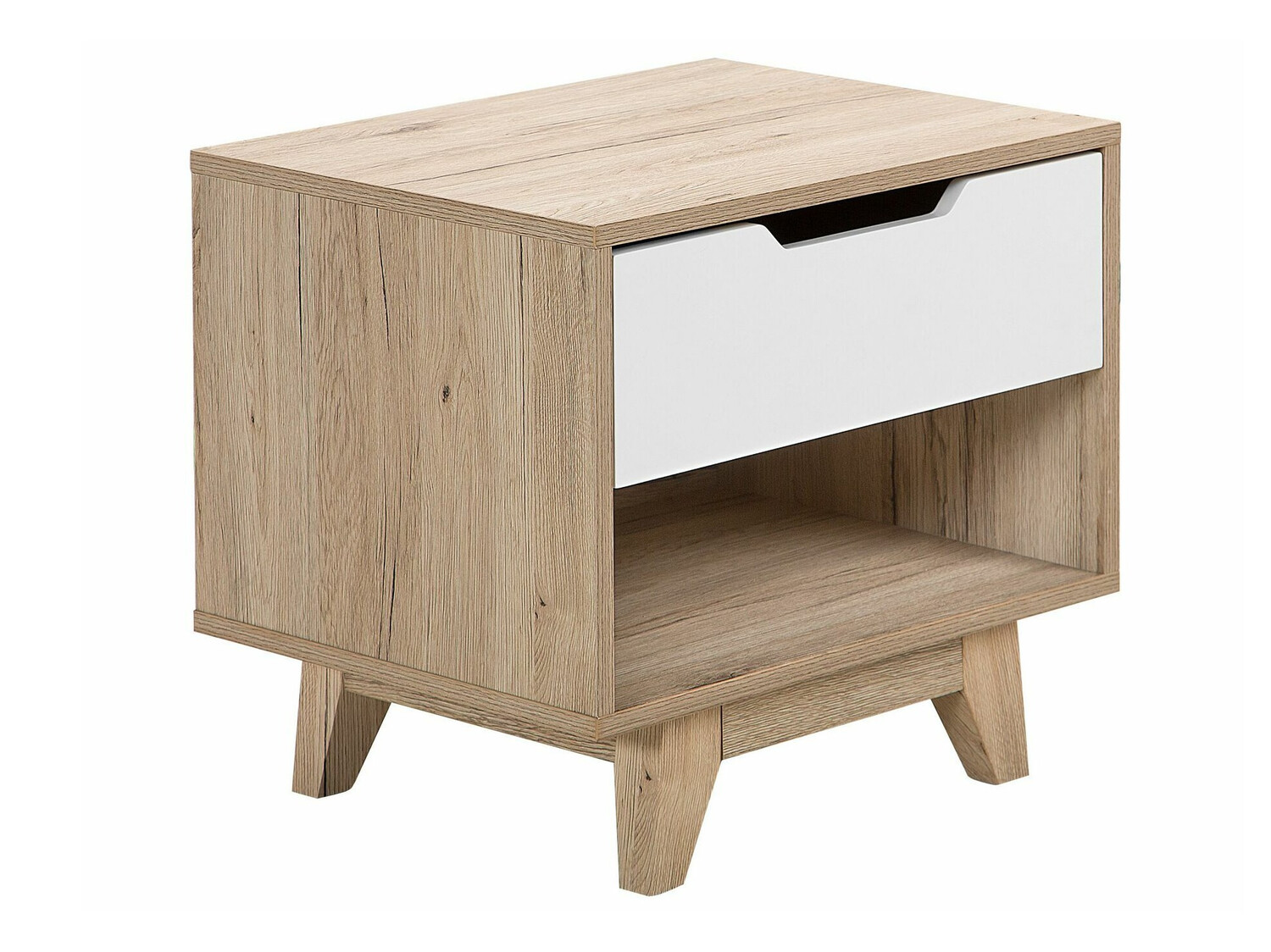 Нощно шкафче Berwyn 351 (Бял + Ярък дърво)