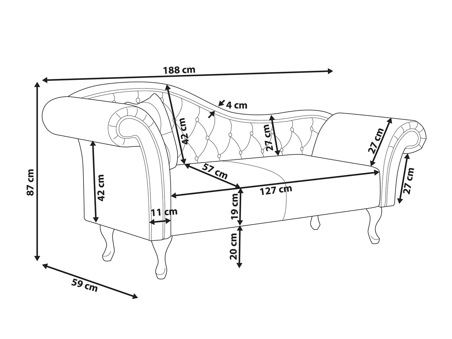 Кушетка Berwyn 420 (Сив)