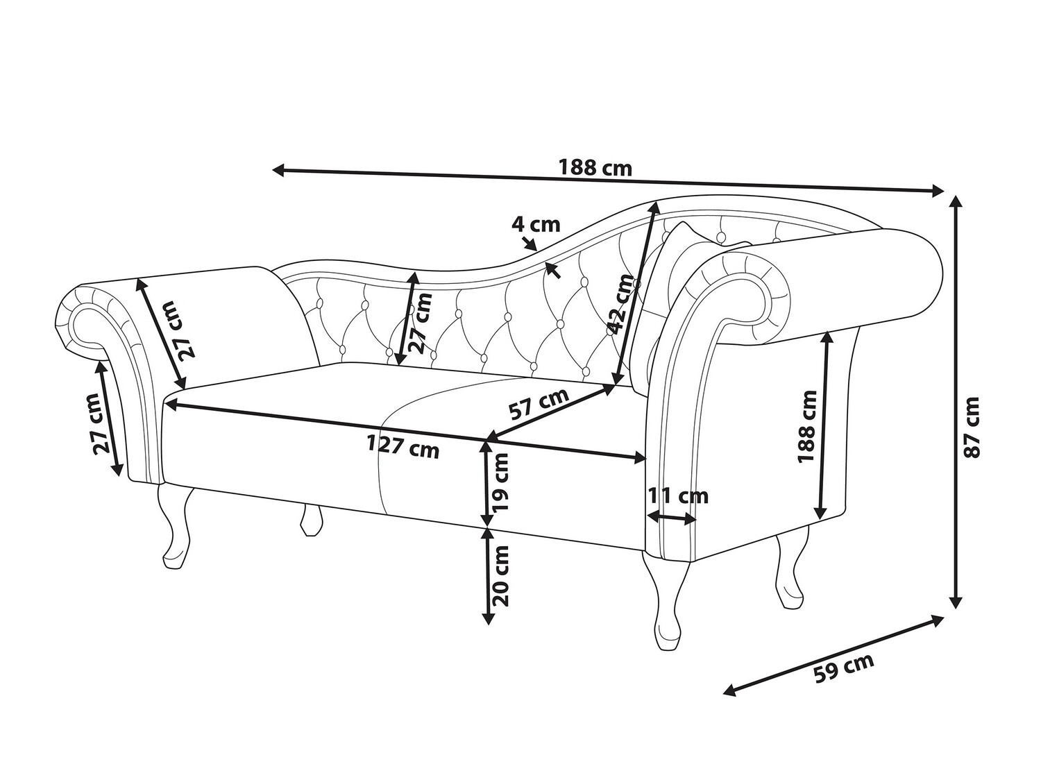 Кушетка Berwyn 420 (Сив)