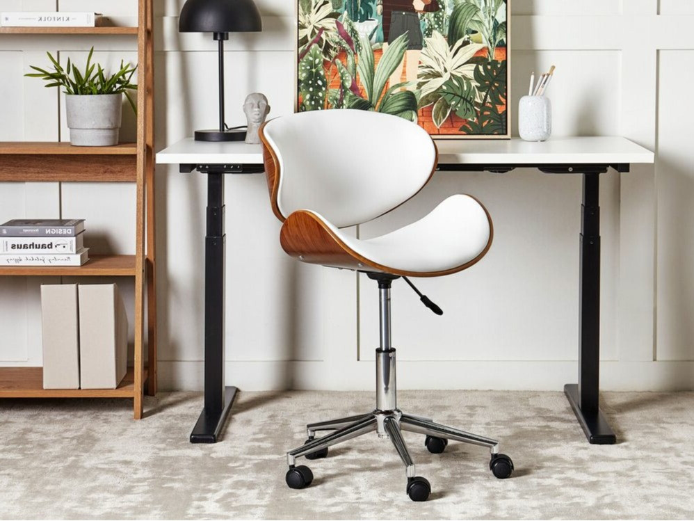 Офис стол Berwyn 409 (Бял + Тъмно дърво)