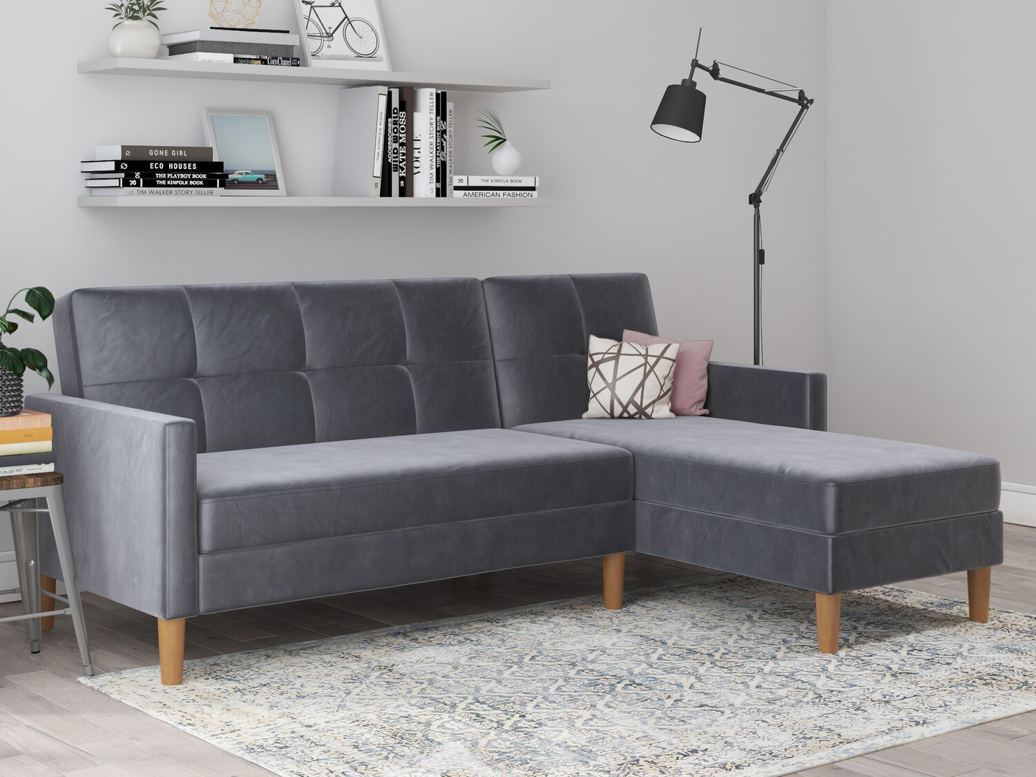 Ъглов диван Denton 1179 (Тъмно сив)