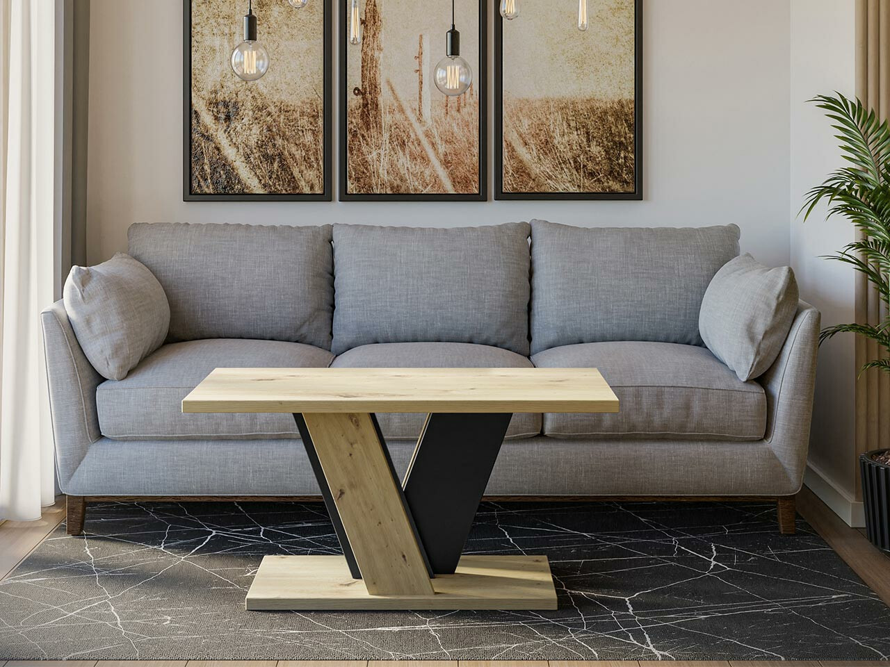 Масичка за кафе Goodyear 128 (Artisan дъб + Черен)