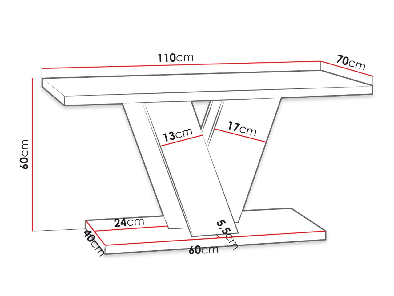 Масичка за кафе Goodyear 128 (Artisan дъб + Черен)