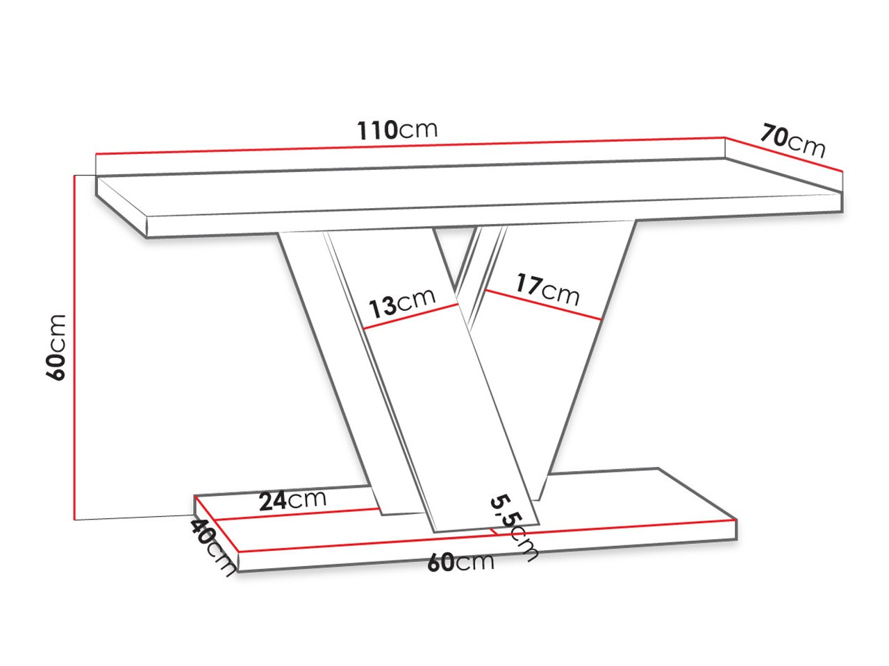 Масичка за кафе Goodyear 128 (Черен гланц + Бетон)