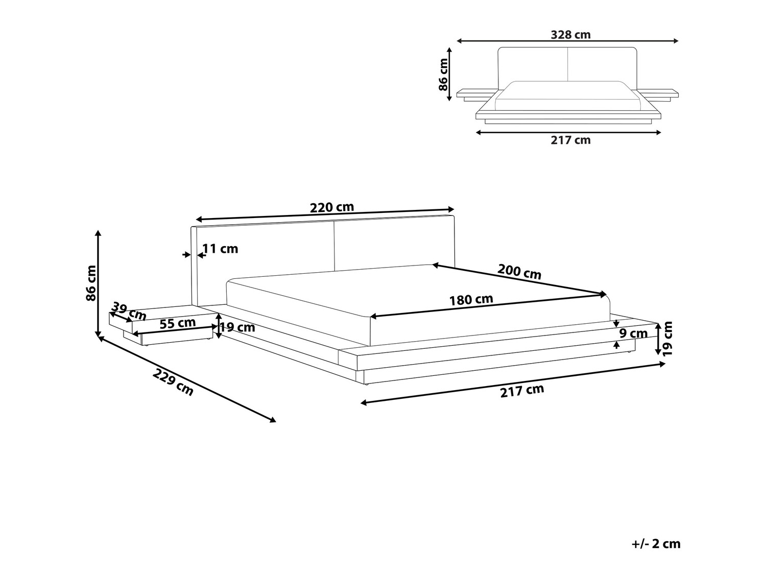 Легло Berwyn 543 (Кафяв) С нощни шкафчета