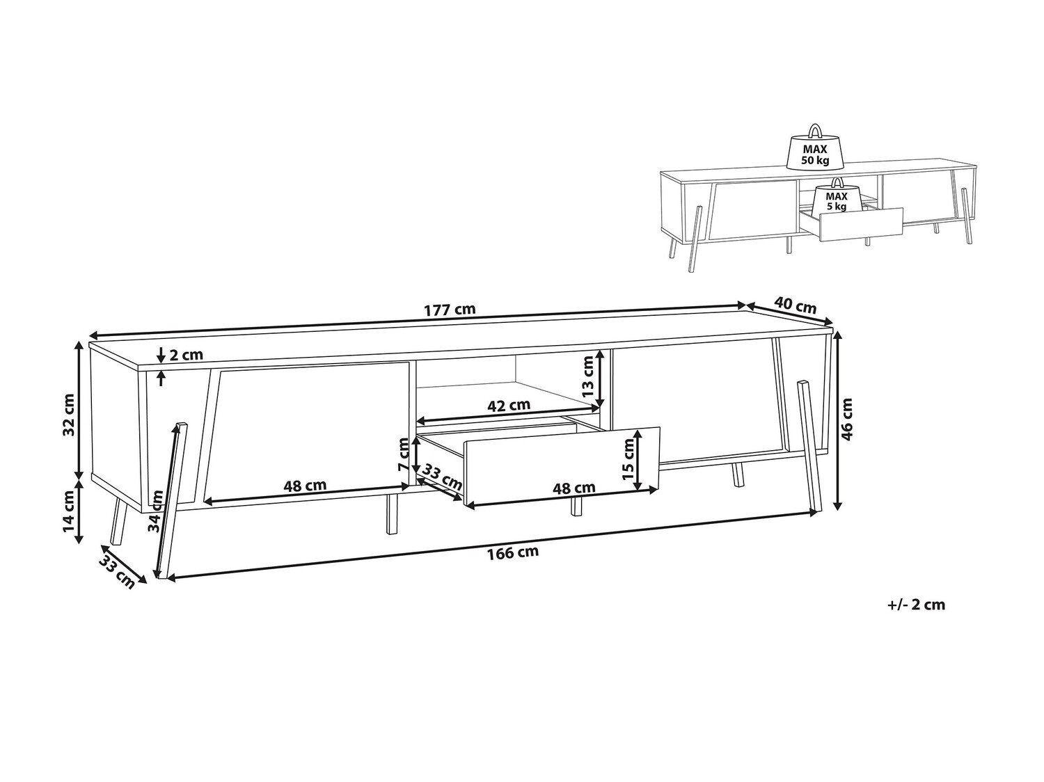 ТВ шкаф Berwyn 544 (Тъмно дърво + Черен)
