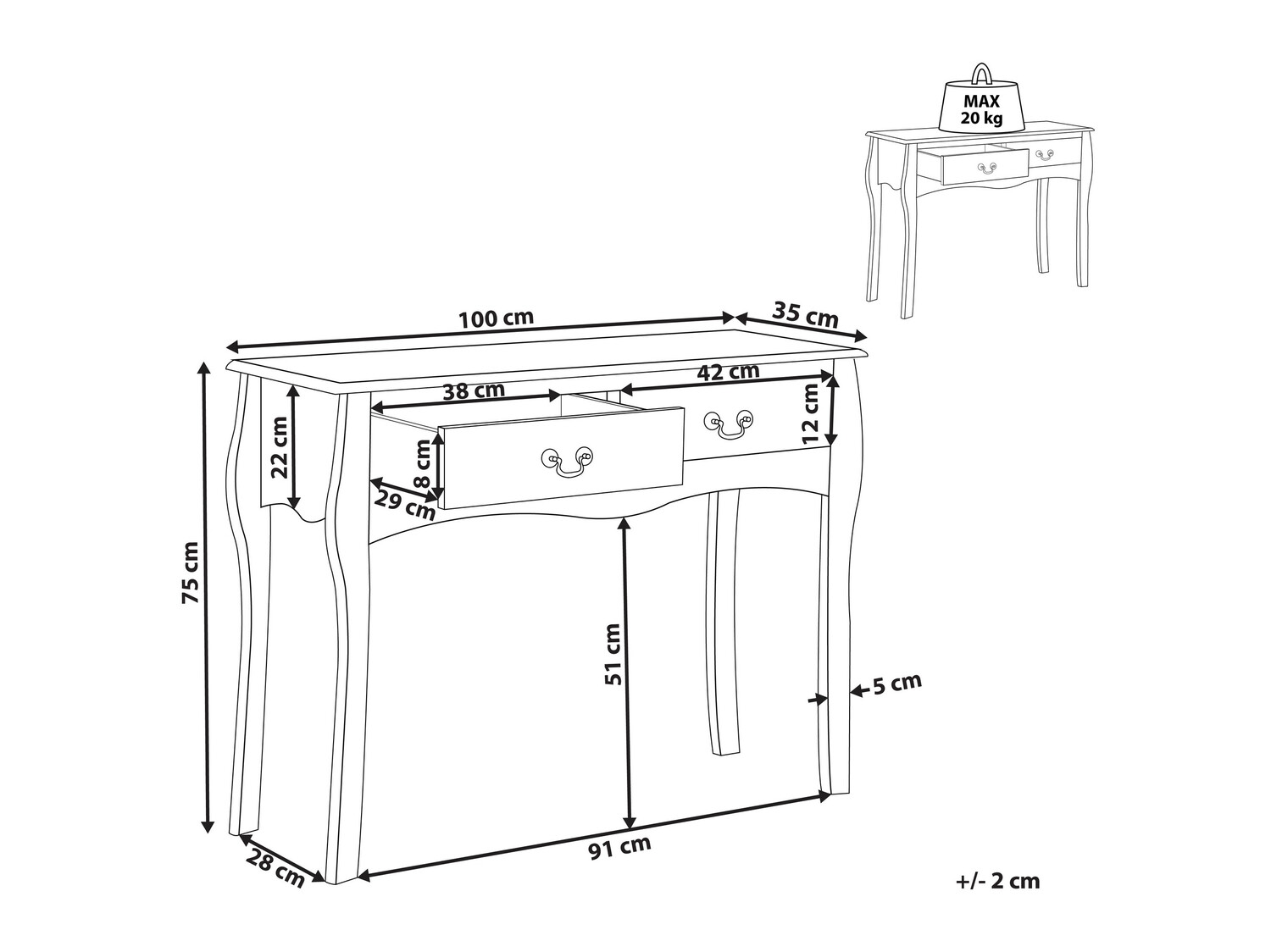 Конзолна маса Berwyn 563 (Черен)