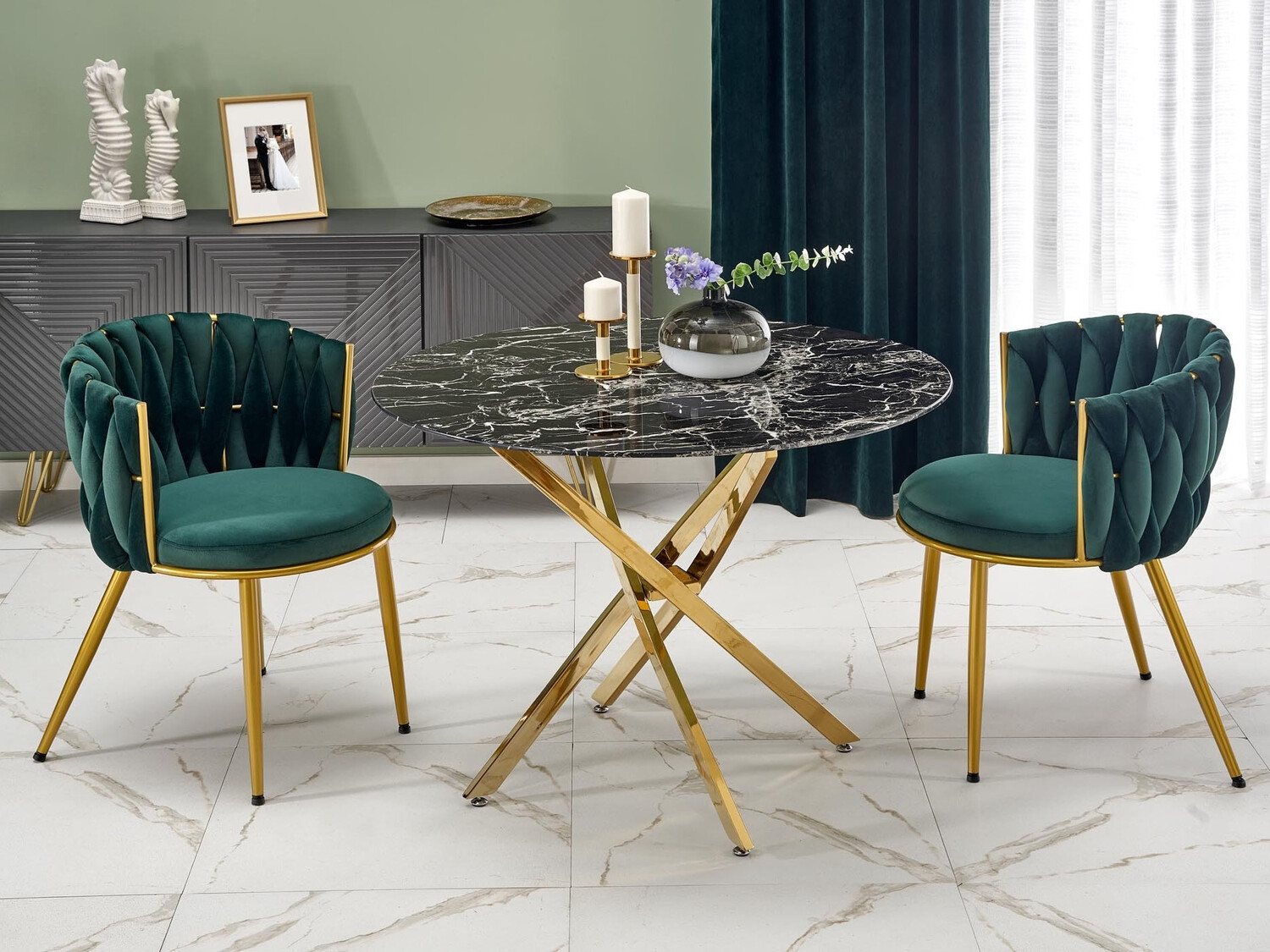 Стол Houston 1506 (Зелен + Златно)