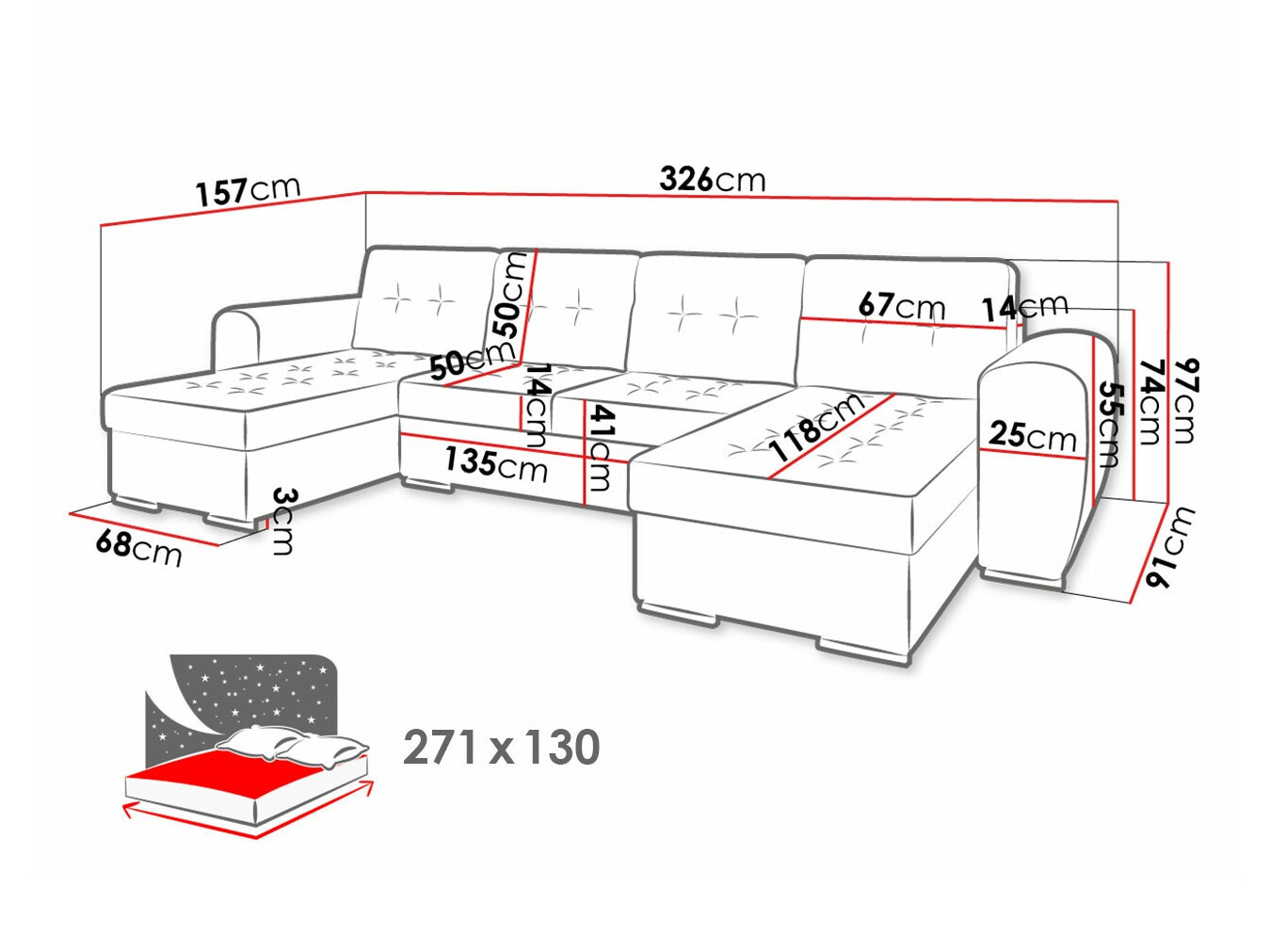 Ъглов диван Arvada 117 (Monolith 04)