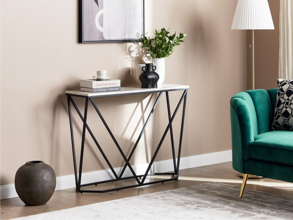 Конзолна маса Berwyn 615 (Черен + Бял мрамор)