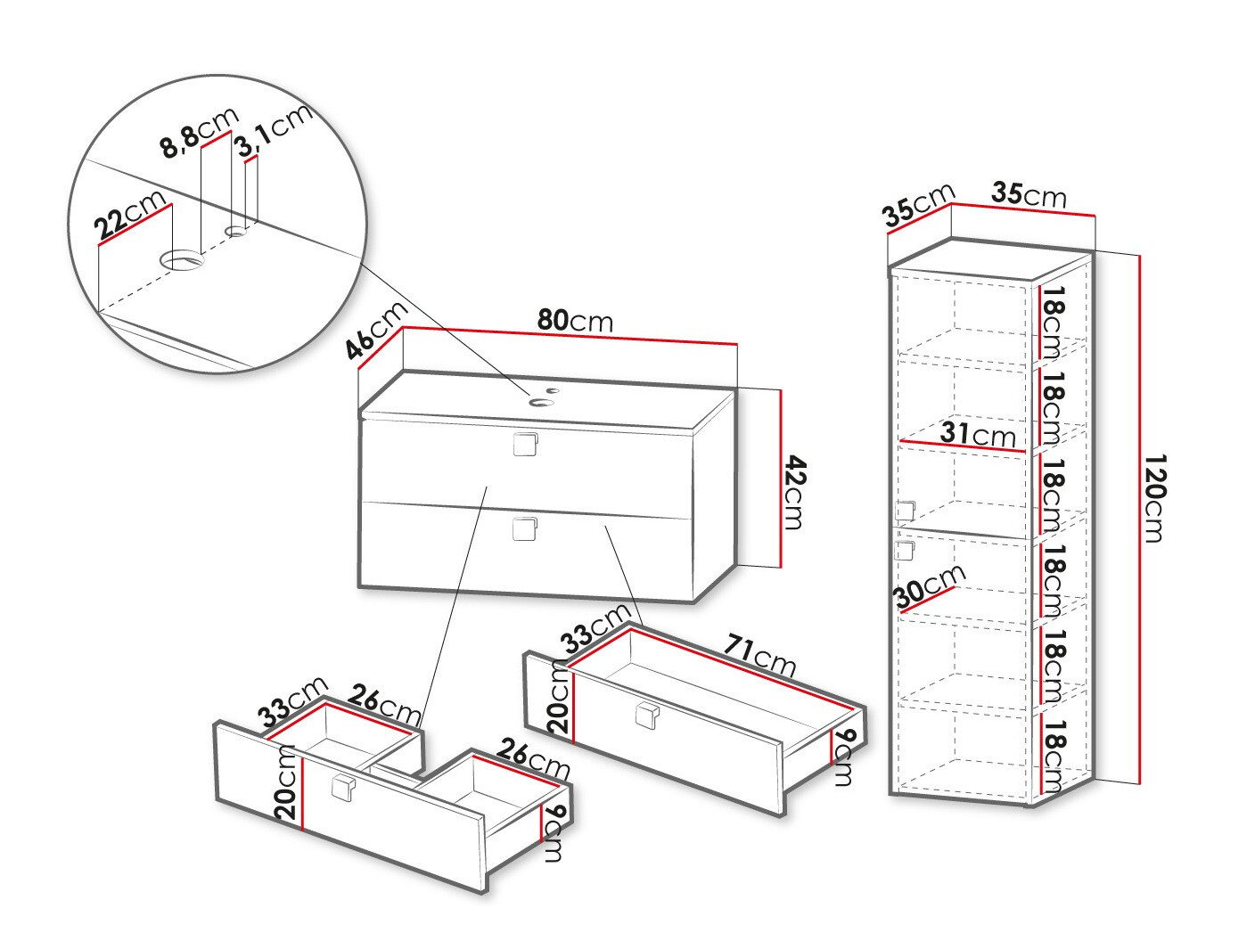 Комплект за баня Panium (Бял)