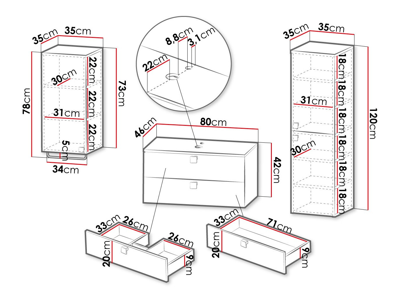 Комплект за баня Panium II (Бял)