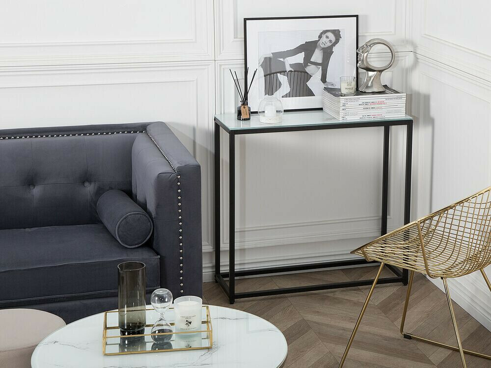 Конзолна маса Berwyn 650 (Черен + Бял мрамор)