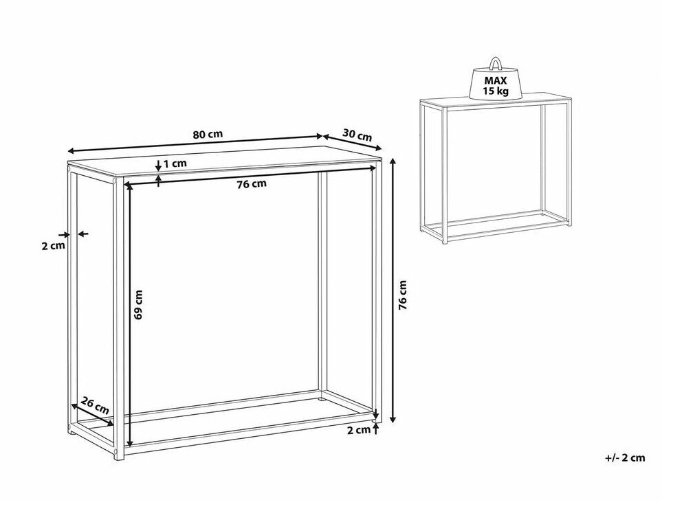 Конзолна маса Berwyn 650 (Черен + Бял мрамор)