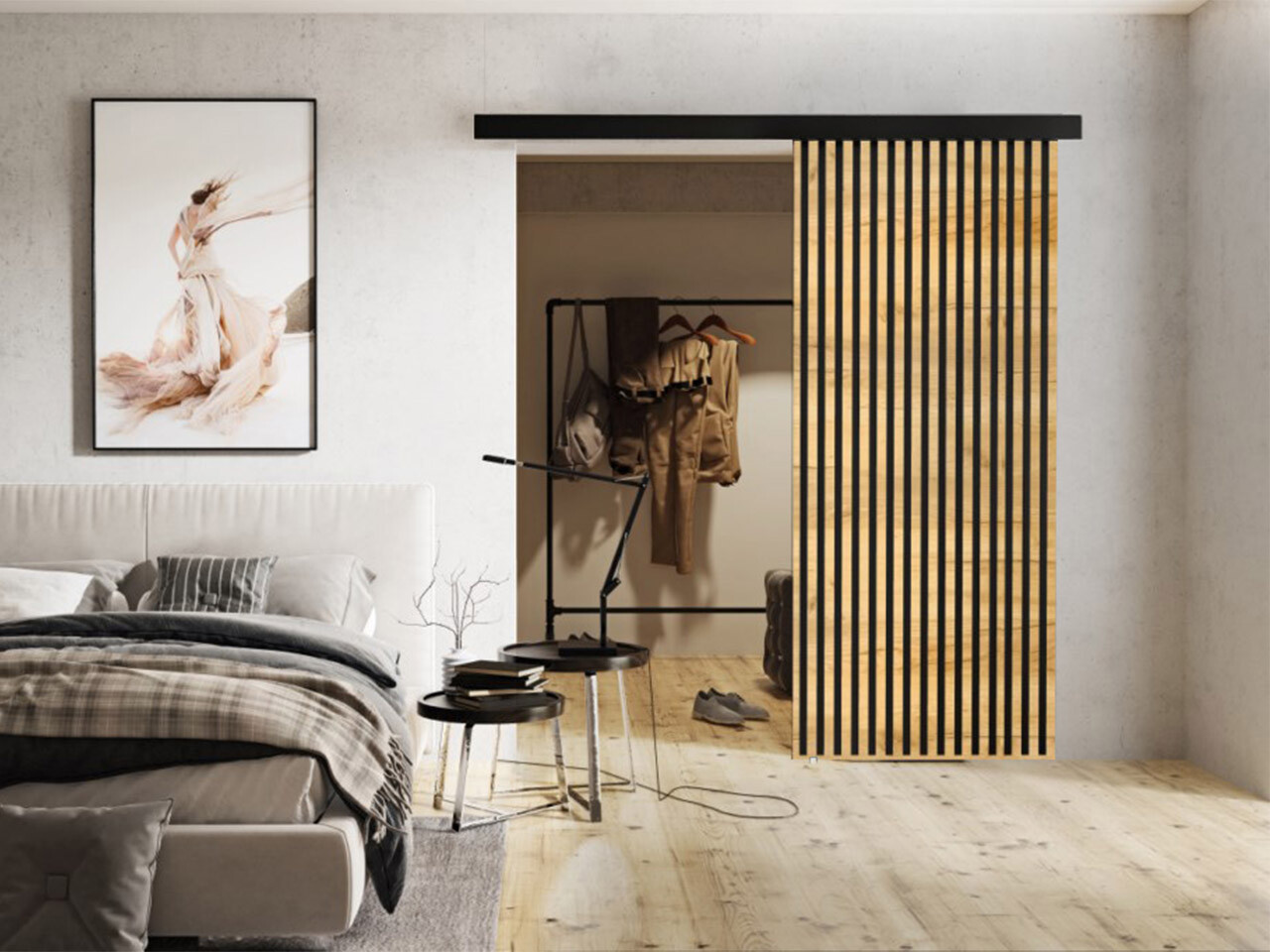 Плъзгаща се врата Dover 202 (Занаятчийски златен дъб + Черен)