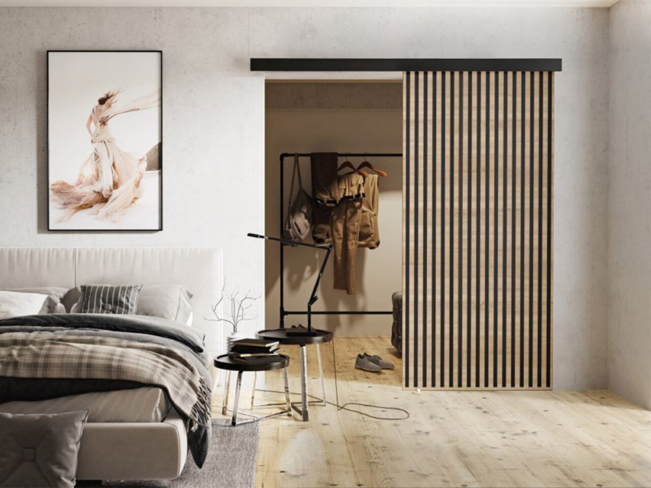 Плъзгаща се врата Dover 203 (Сонома дъб + Черен)