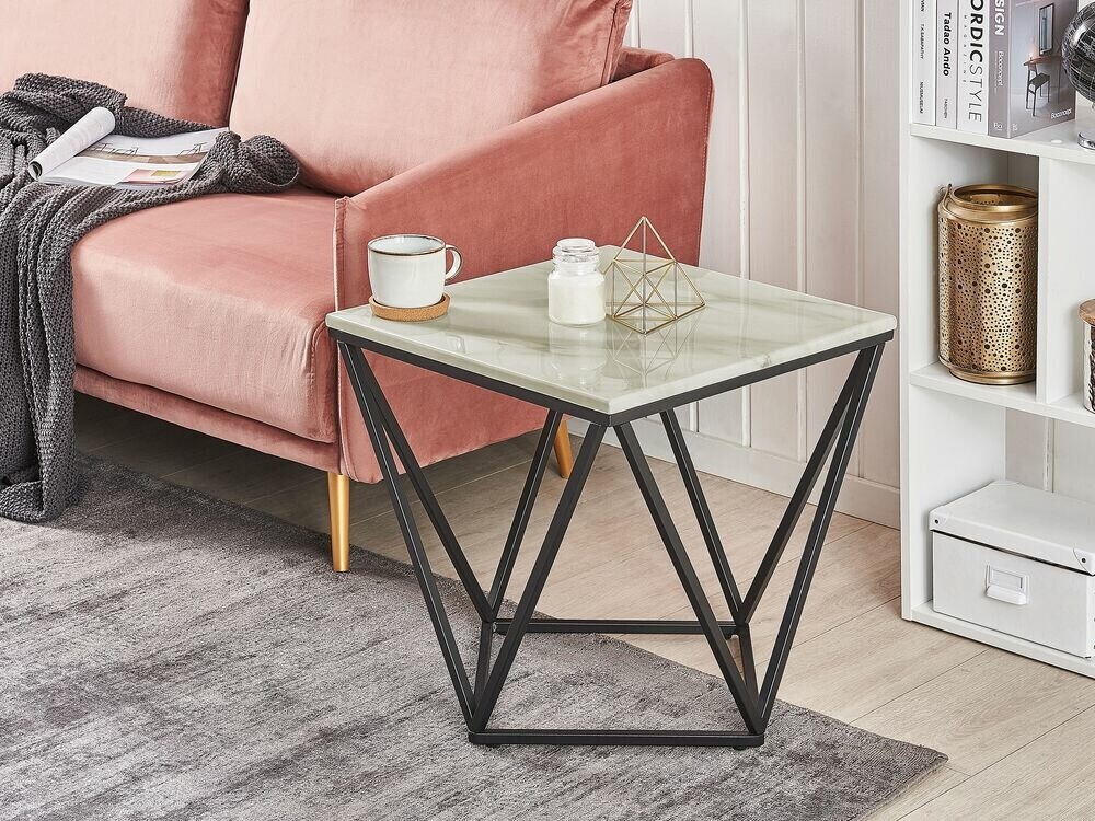 Помощна масичка Berwyn 651 (Черен + Кафяв мрамор)