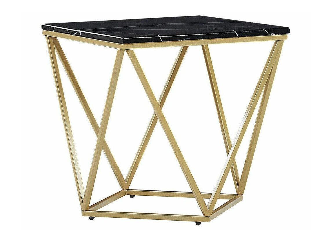 Помощна масичка Berwyn 651 (Златно + Черен мрамор)