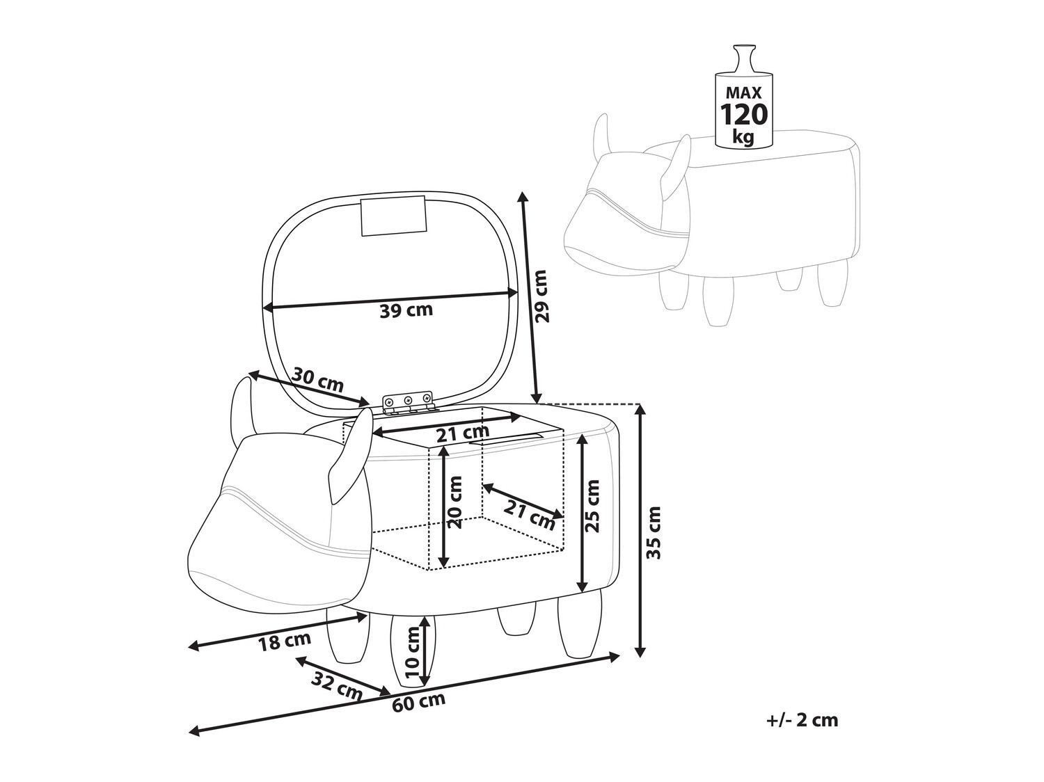 Табуретка Berwyn 660 (Бял + Черен)
