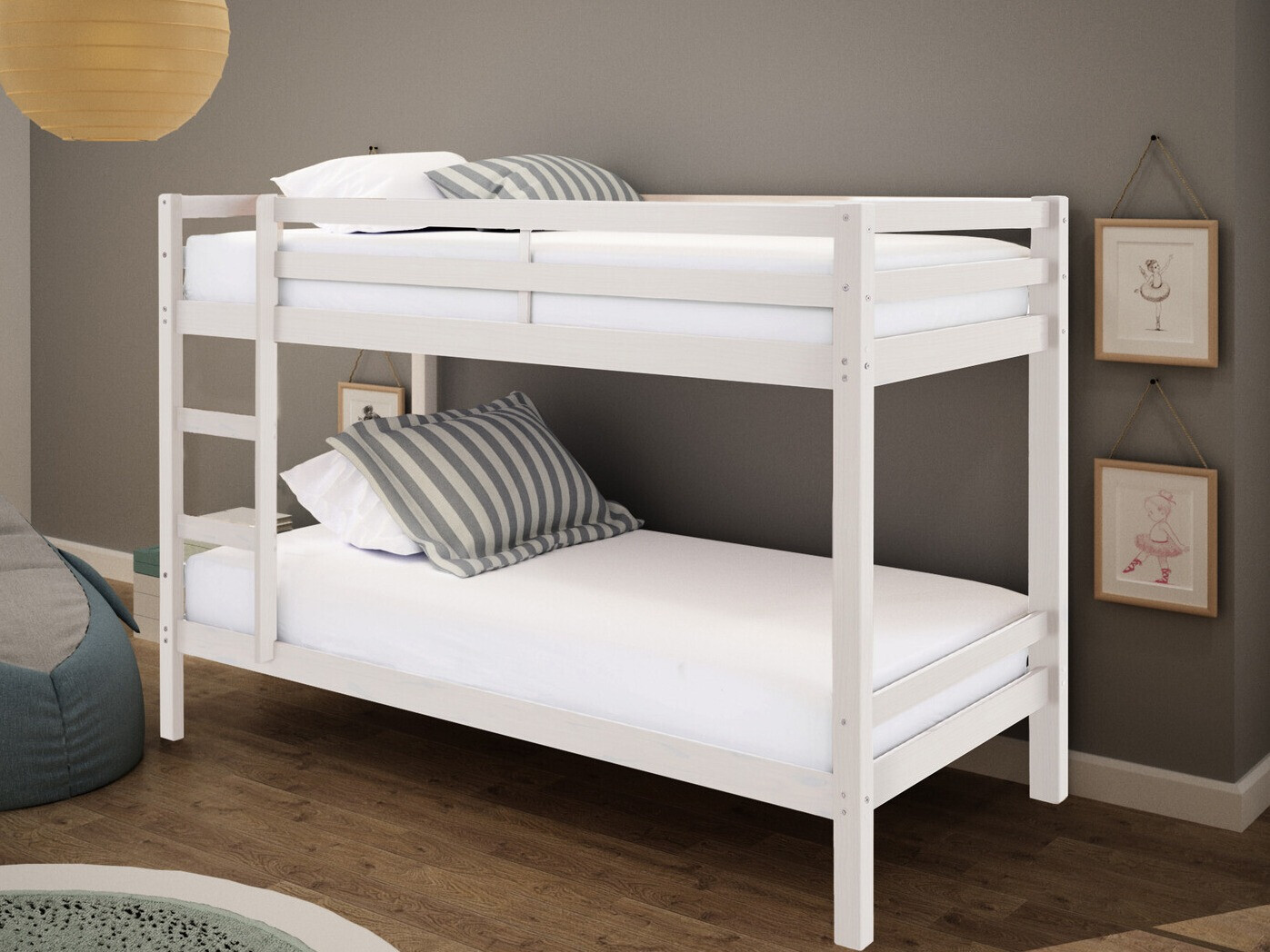 Двуетажно легло Ruvfiva 100 (Бял)