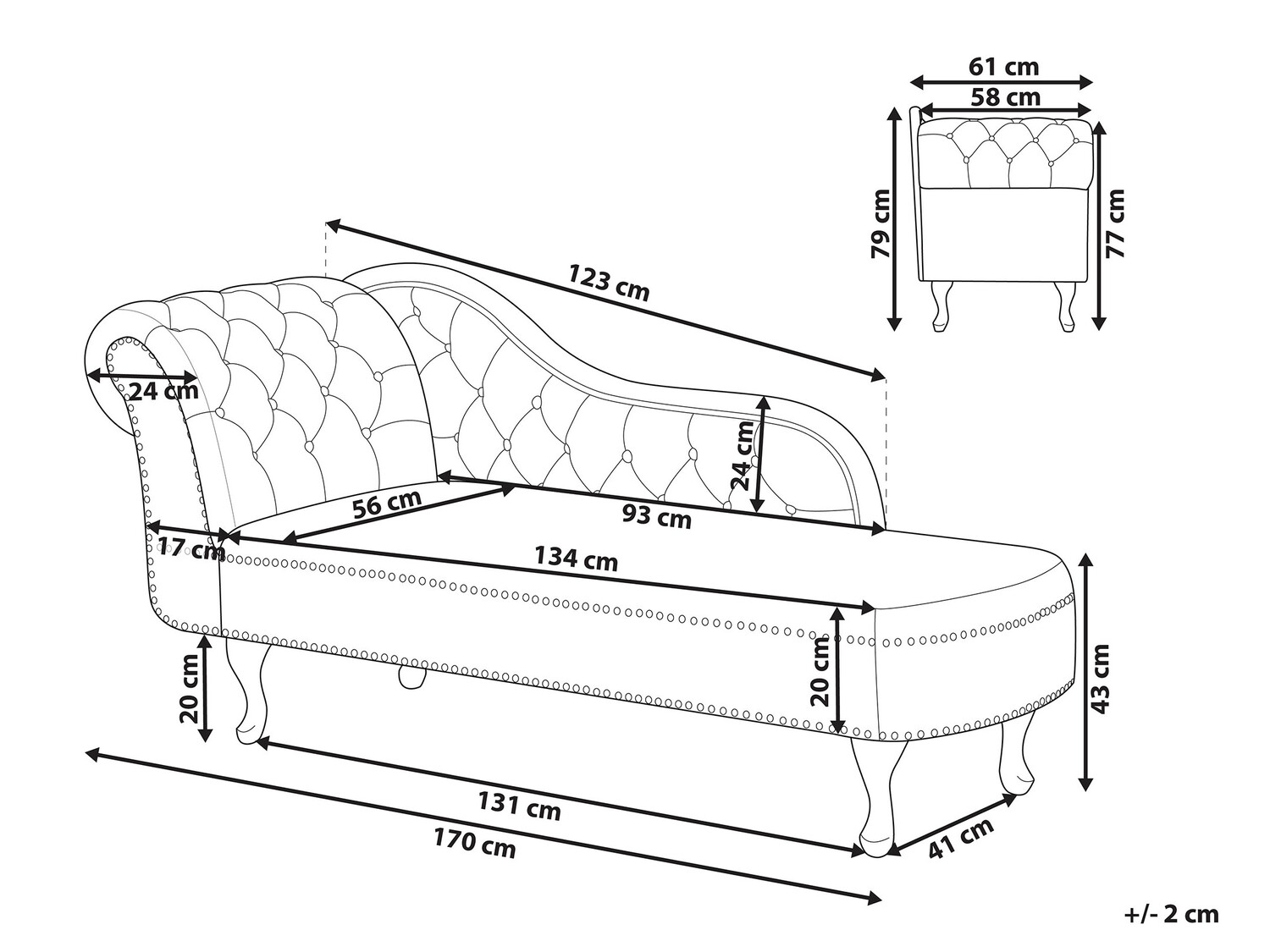 Кушетка Berwyn 693 (Сив)