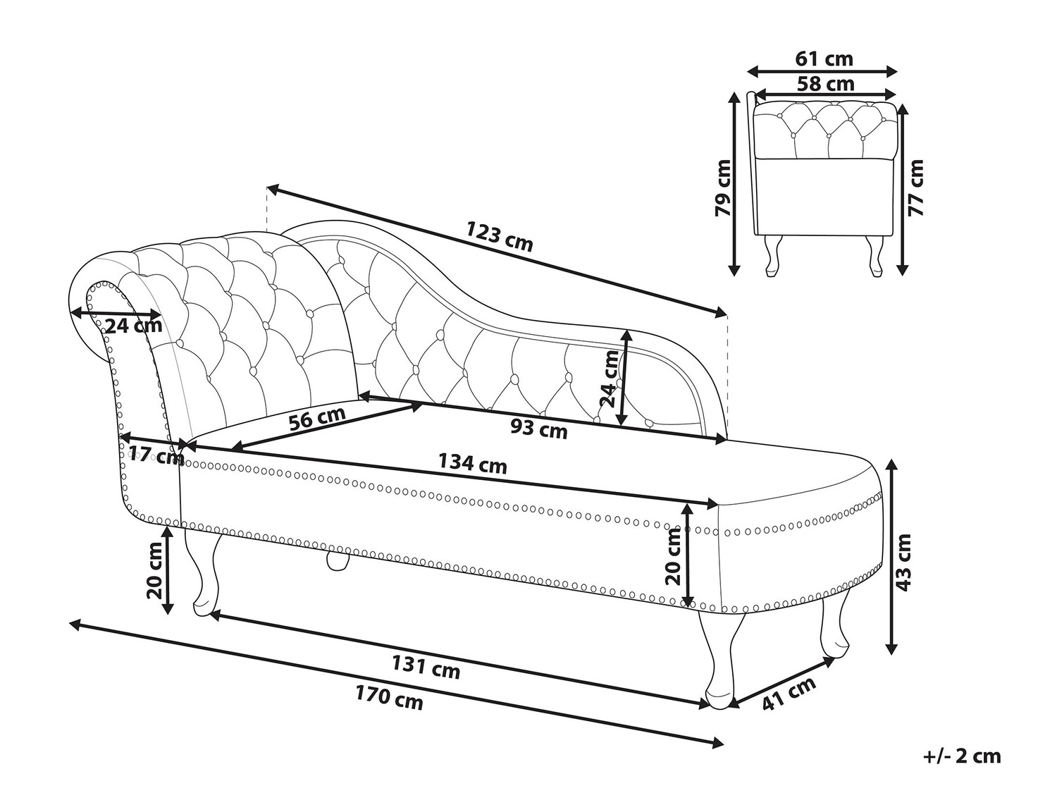 Кушетка Berwyn 696 (Черен)