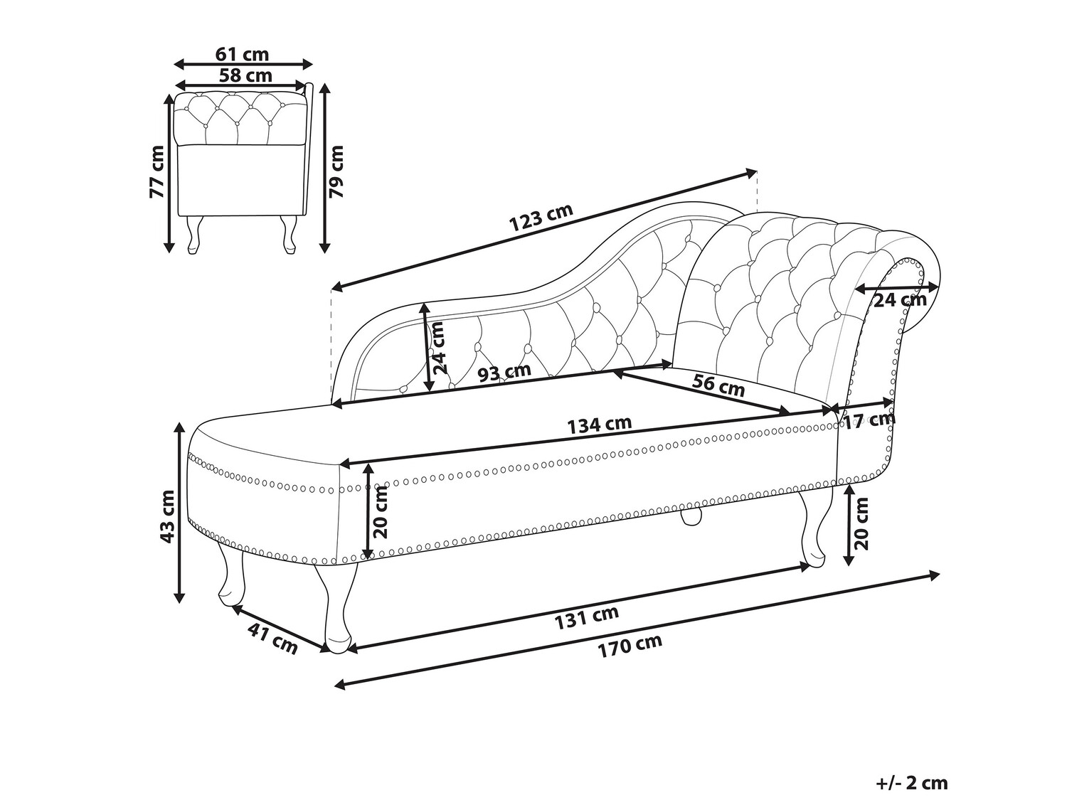 Кушетка Berwyn 696 (Черен)
