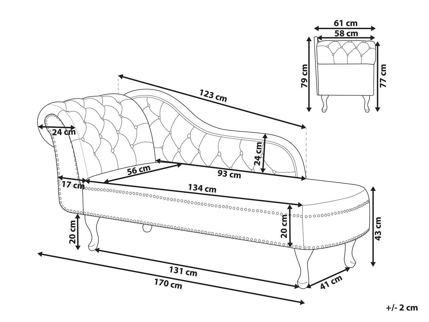 Кушетка Berwyn 708 (Бежов + Черен)